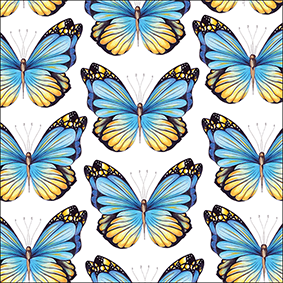 Vackert illustrerat kort med blå fjärilar