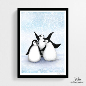 Konsttryck på söta pingviner