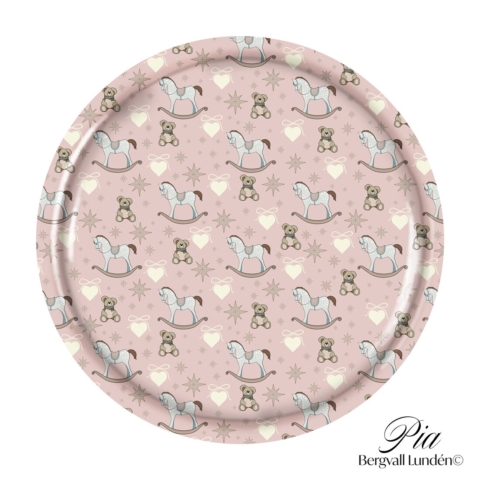Rocking horse tray oldish pink